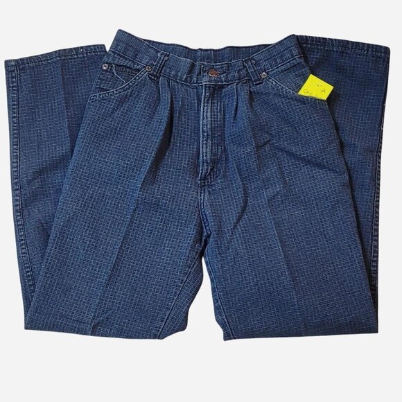 Vintage 70s 80s Chic Pleated Jeans | Navy Blue | W26 | High Rise - Picture 1 of 5